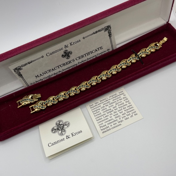 Camrose & Kross Gold Plated Sapphire Blue Crystal JBK Bracelet with Box - Picture 14 of 14